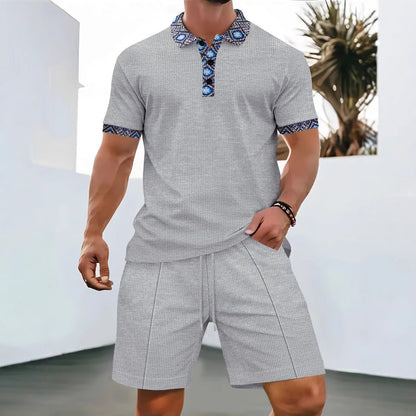 Herren Sportset Kurzarm mit Stilvollen Kragen Modern