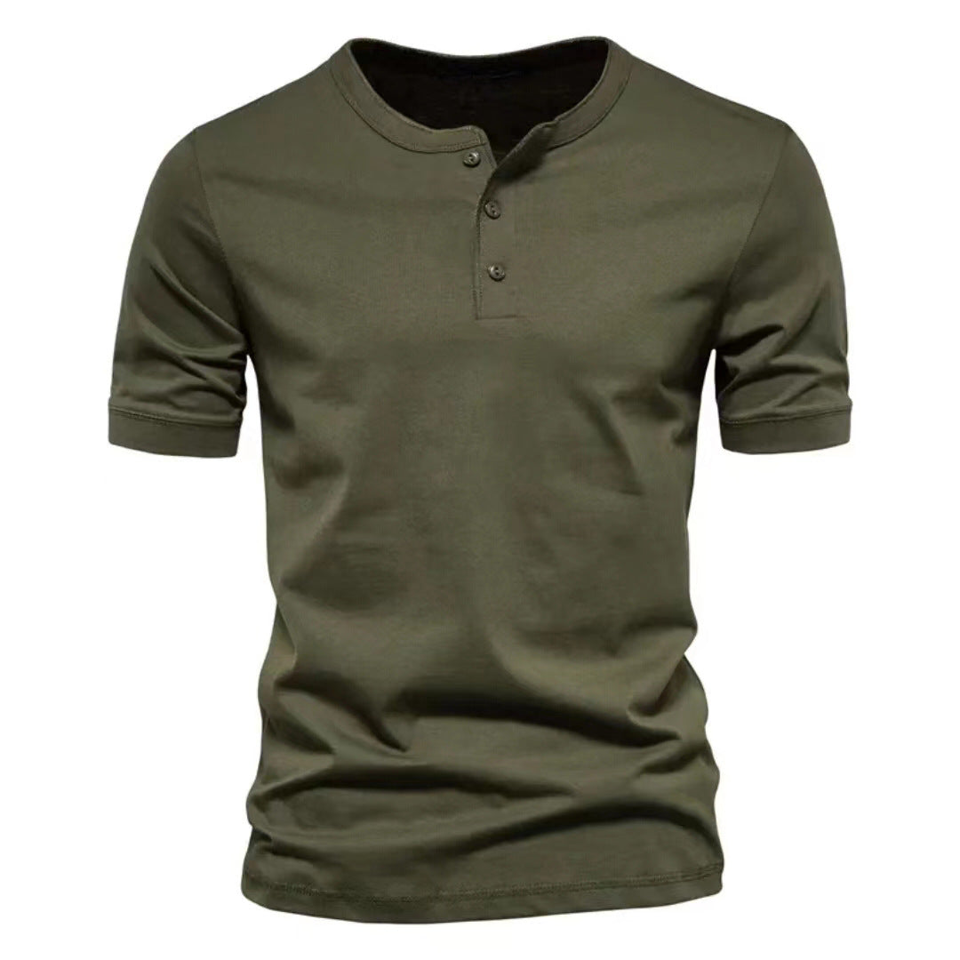 Herren Kurzarm-Shirt mit Knöpfen Bequem Modern