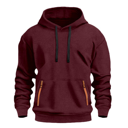 Herren Kapuzenpullover Warm mit Reißverschlusstaschen Modern