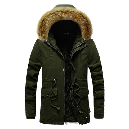 Herren Parka Jacke Modern mit Abnehmbarer Kapuze und Weichem Innenfutter