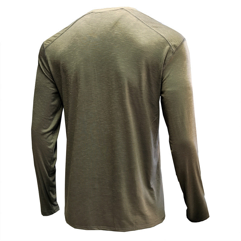 Herren Henley-Shirt Langarm Knopfleiste Modern