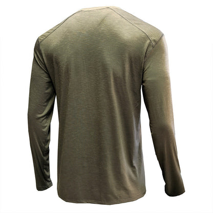 Herren Henley-Shirt Langarm Knopfleiste Modern