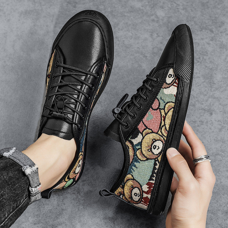 Damen Sneaker Bären Motiv Rutschfest Schwarz