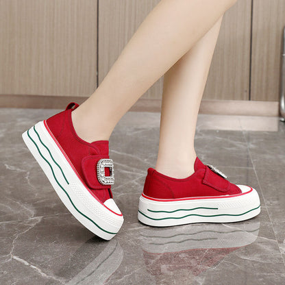 Damen Sneaker Hoch Plattform Glitzer Schnalle