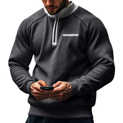 Herren Funktionspullover Kurz Reißverschluss Sportlich Modern