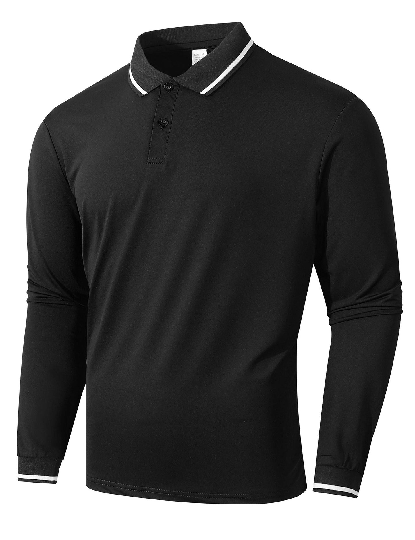 Herren Poloshirt Langarm Sportlich Rippstruktur Modisch