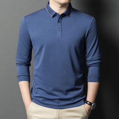 Herren Polohemd Langarm Elegantes Piqué-Hemd Modern