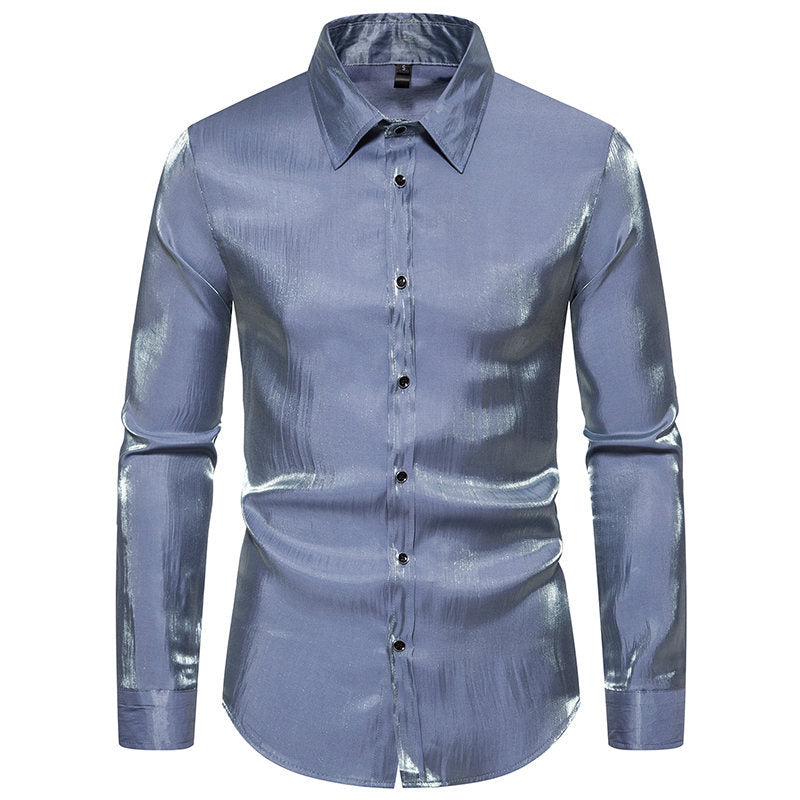Elegantes Herren Hemd Langarm Glänzend Modern