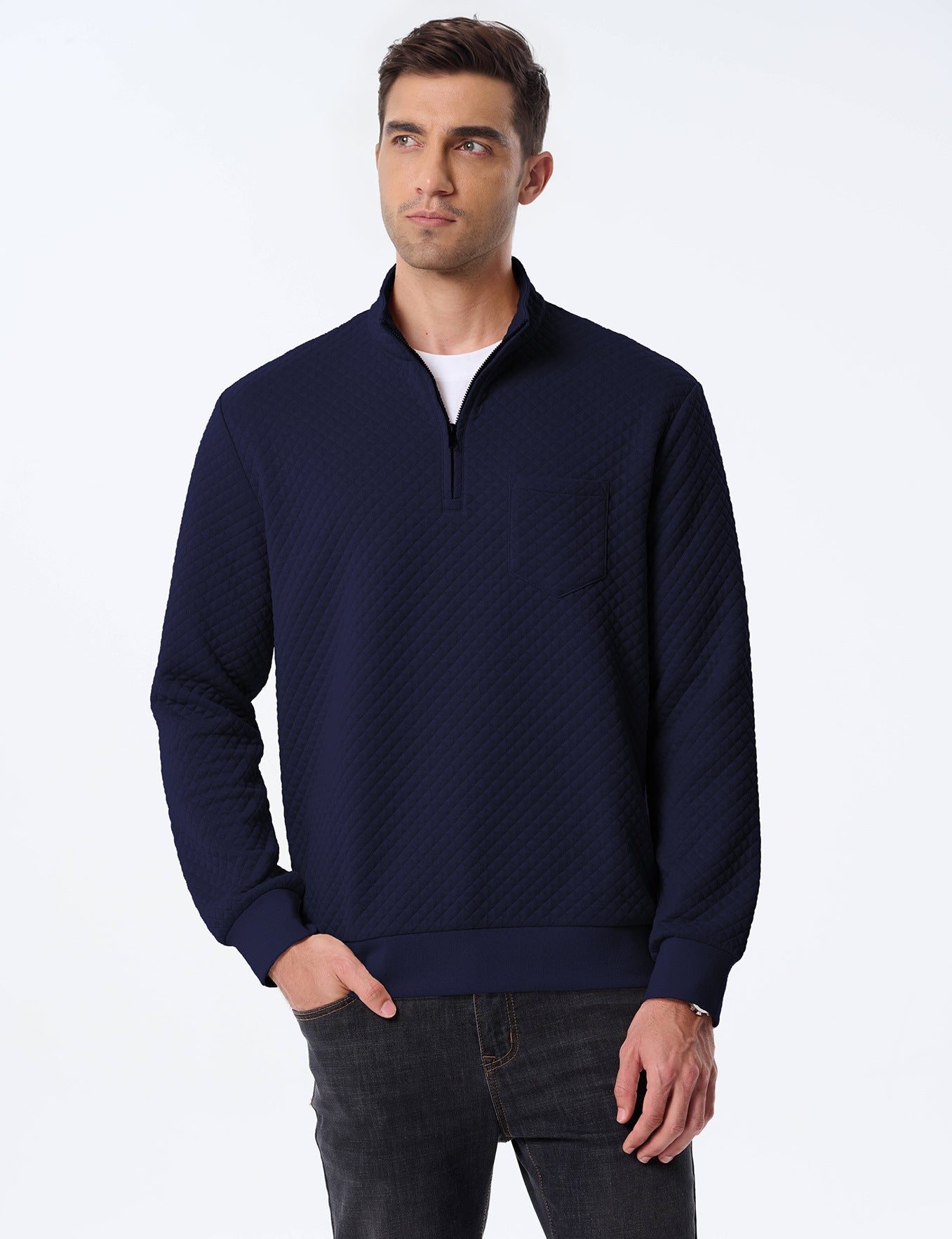 Herren Pullover Stepp mit V-Ausschnitt Modern