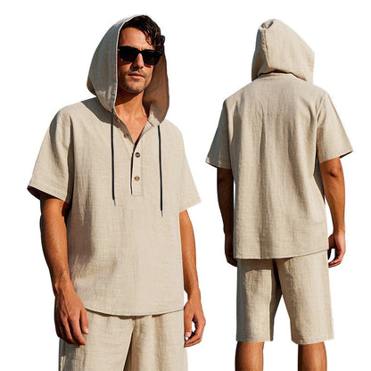Herren Jogginganzug Kapuze Kurze Hose Sportlich Modern - BerlinGlamour