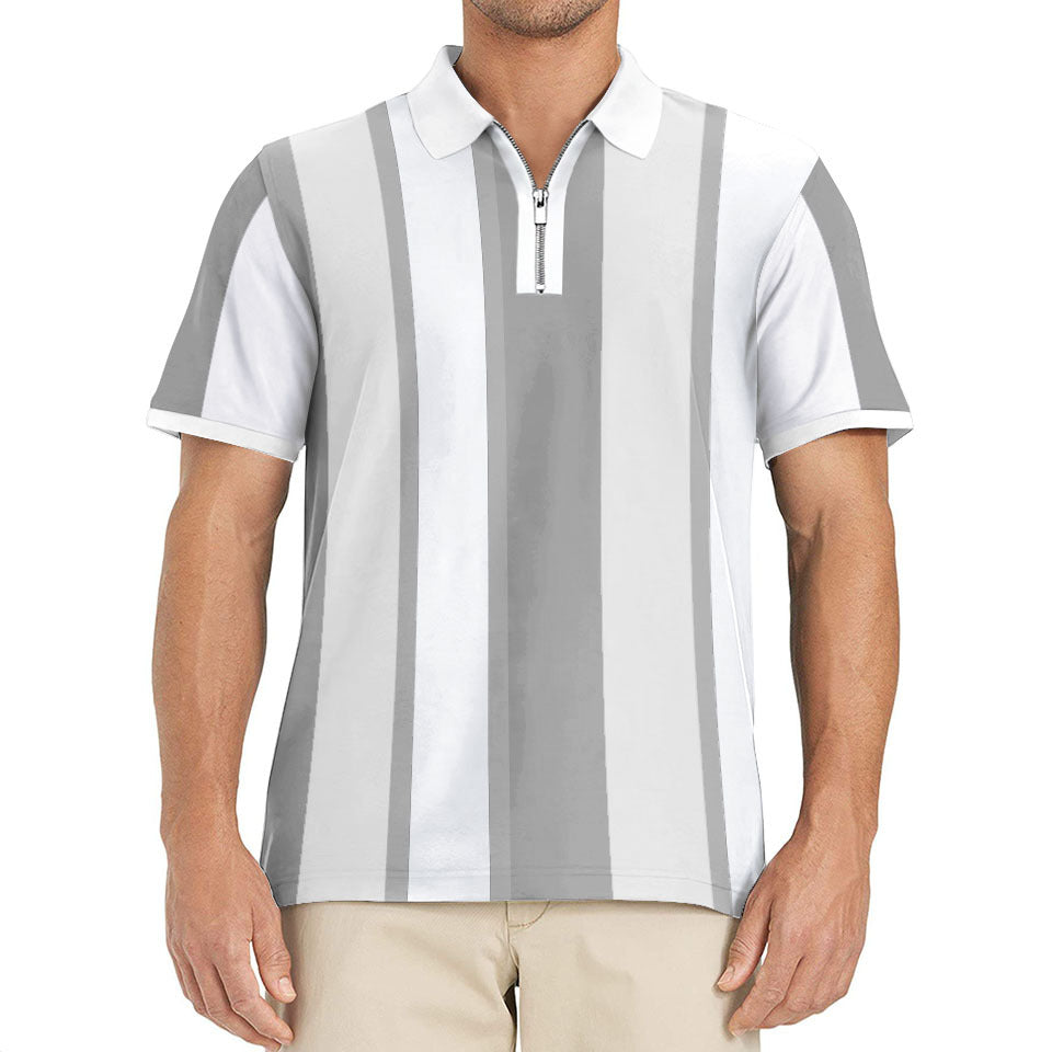 Herren Poloshirt Modern mit Reißverschluss und Streifen