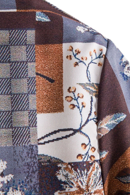 Herren Kurzarmhemd Blumenmuster Sommerlich Modern