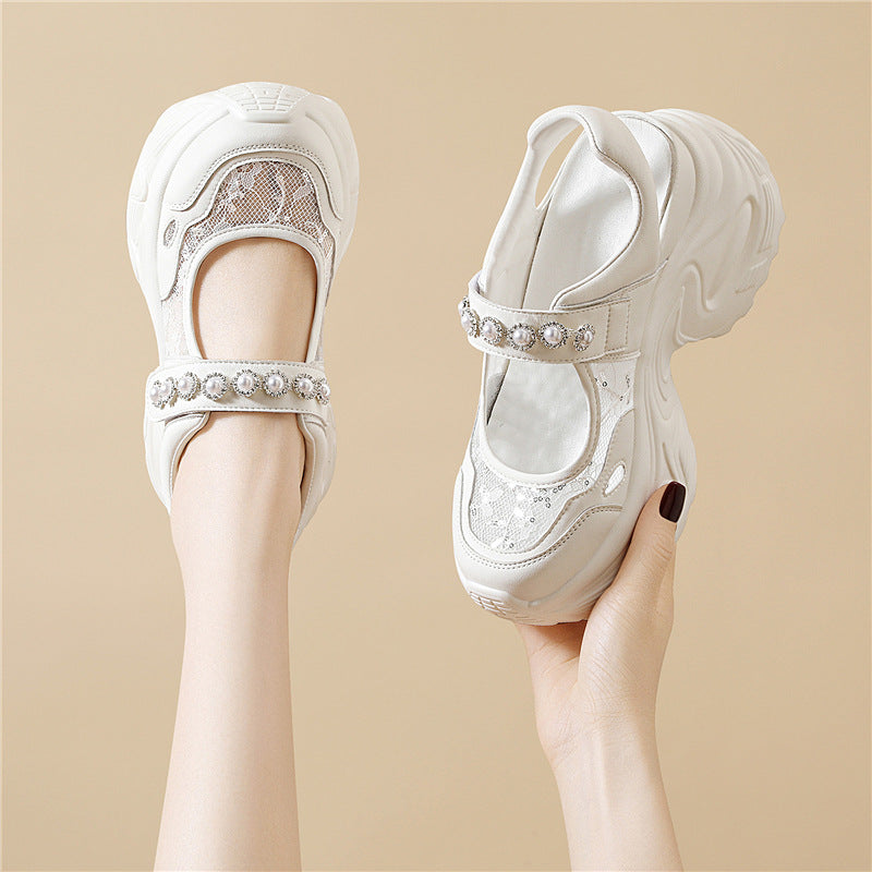 Damen Sneaker mit Blütenapplikation Modisch Frauen Schuhe - BerlinGlamour