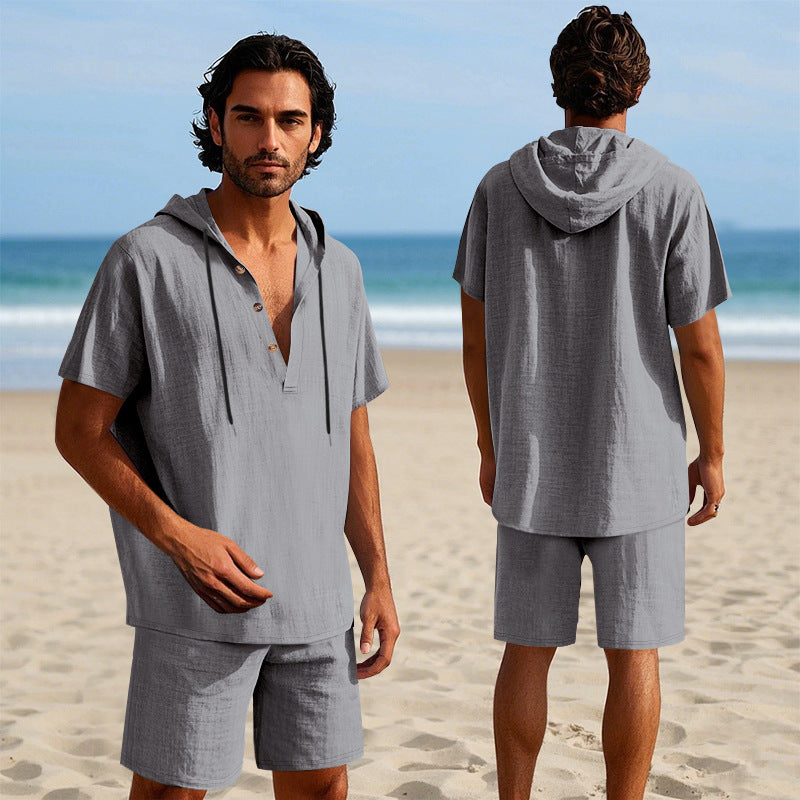 Herren Sportswear Kapuzenhemd Shorts Set Casual