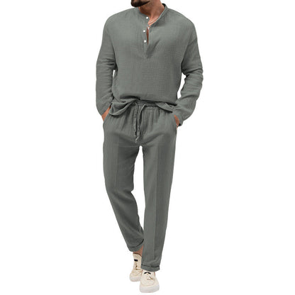 Herren Freizeitanzug Bequem Elastisch Mit Knopfleiste