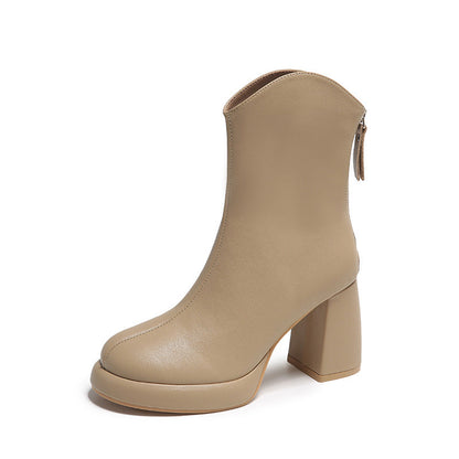 Damen Stiefel Elegante Ankle Boots Blockabsatz Reißverschluss Schwarz