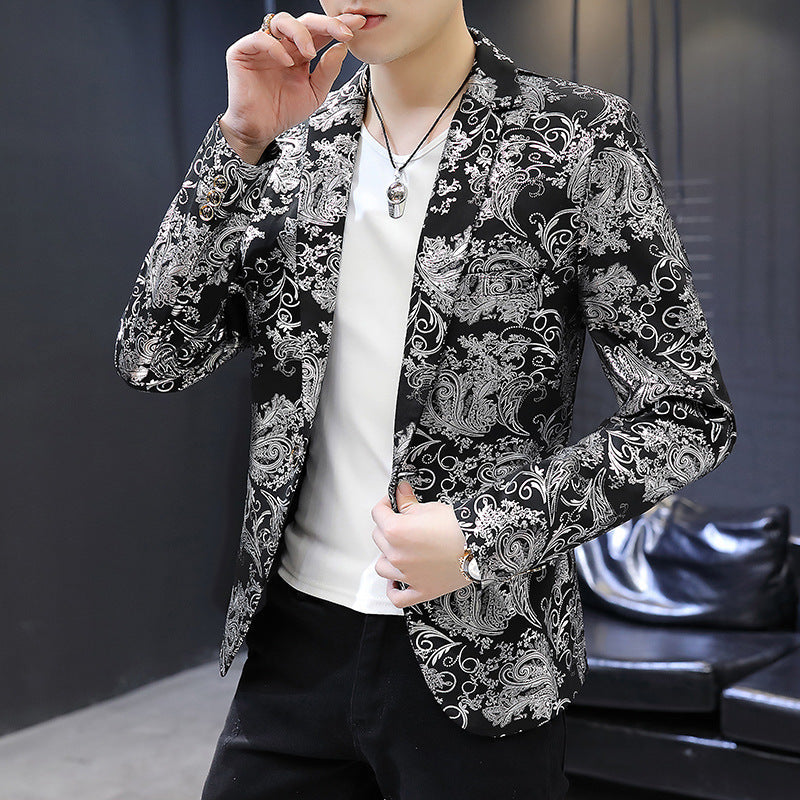 Herren Blazer Elegant Smoking Anzug Blazer mit Muster