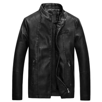 Herren Lederjacke Modern Steppdesign Schwarz