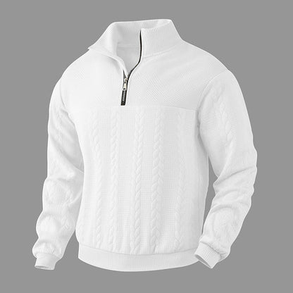 Herren Fleece-Pullover Lässig Strukturiert Mit Reißverschluss