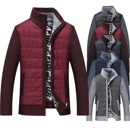 Herren Steppjacke Warm Gefüttert Kragenhoher Wintermantel