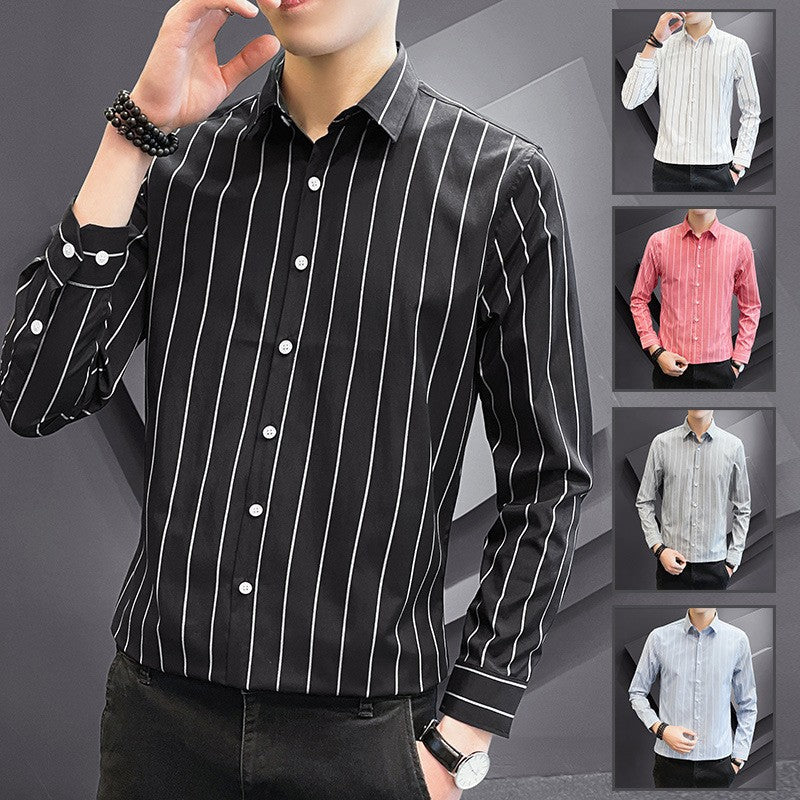 Herren Langarmhemd Streifen Modisch Elegant - BerlinGlamour