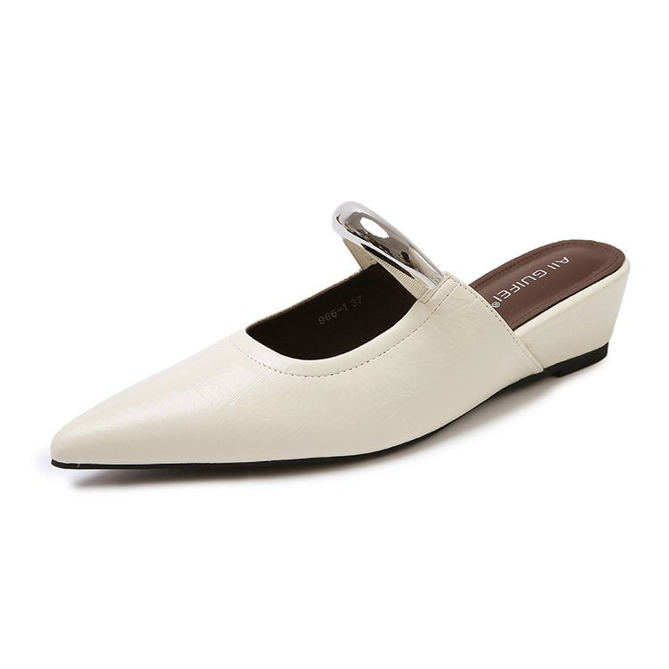 Damen Mules Slingback Schuhe Spitz Mit Ketten Dekor Elegant