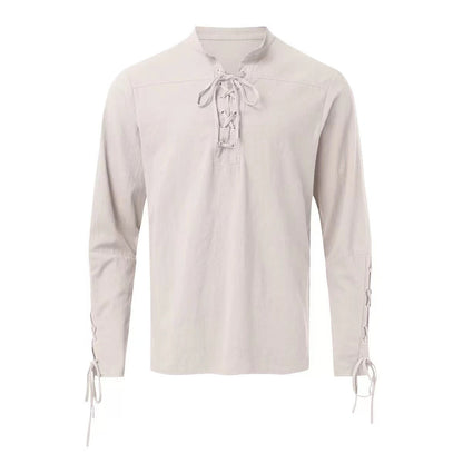 Herren Langarmshirt Modern Schnürdesign Lässig