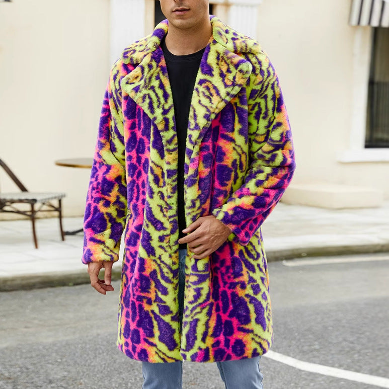 Herren Plüschmantel Tierdesign Warm Modern - BerlinGlamour