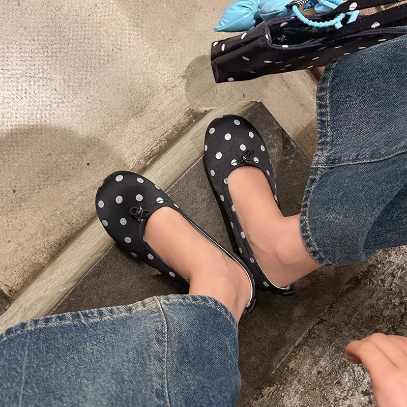 Damen Ballerinas Elegante Punkte Design Komfortabel