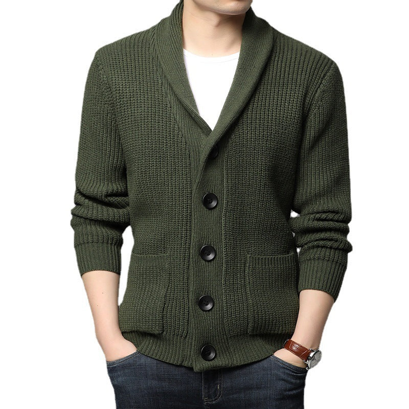 Herren Strickjacke mit praktischen Taschen und geschlossenem Kragen
