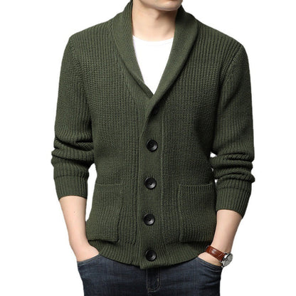 Herren Strickjacke mit praktischen Taschen und geschlossenem Kragen