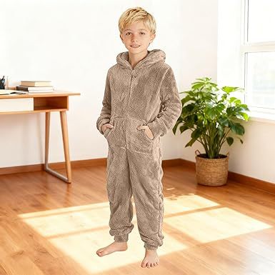 Fleece-Overall mit Kapuze Unisex Warm Kuschelig
