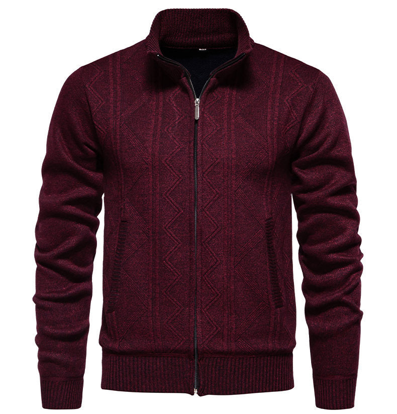 Herren Strickjacke Modern mit Zipper und Textil-Struktur