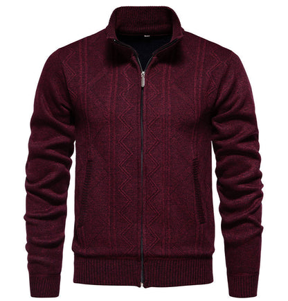 Herren Strickjacke Modern mit Zipper und Textil-Struktur