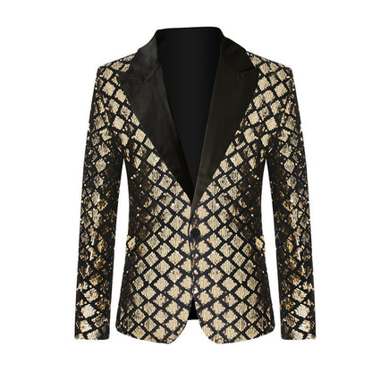 Herren Blazer Pailletten Modern Elegant Revers