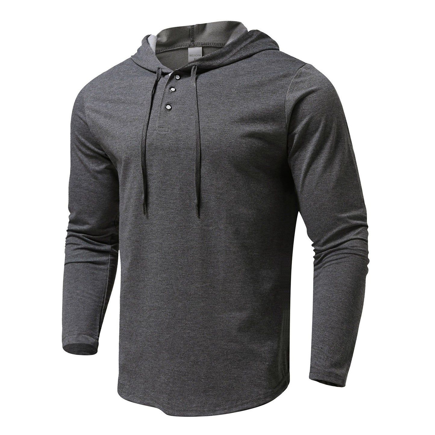 Herren Hoodie Langarm Modern Sportlich Mit Knöpfen