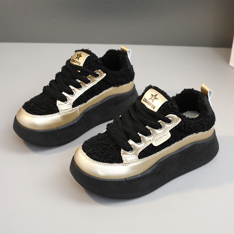 Damen Sneaker Modisch Glänzend Kuschelig