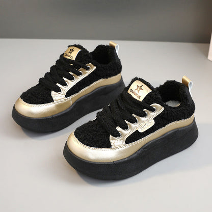 Damen Sneaker Modisch Glänzend Kuschelig