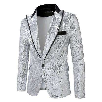 Herren Smokingjacke Pailletten Glitzernd Abendjacke