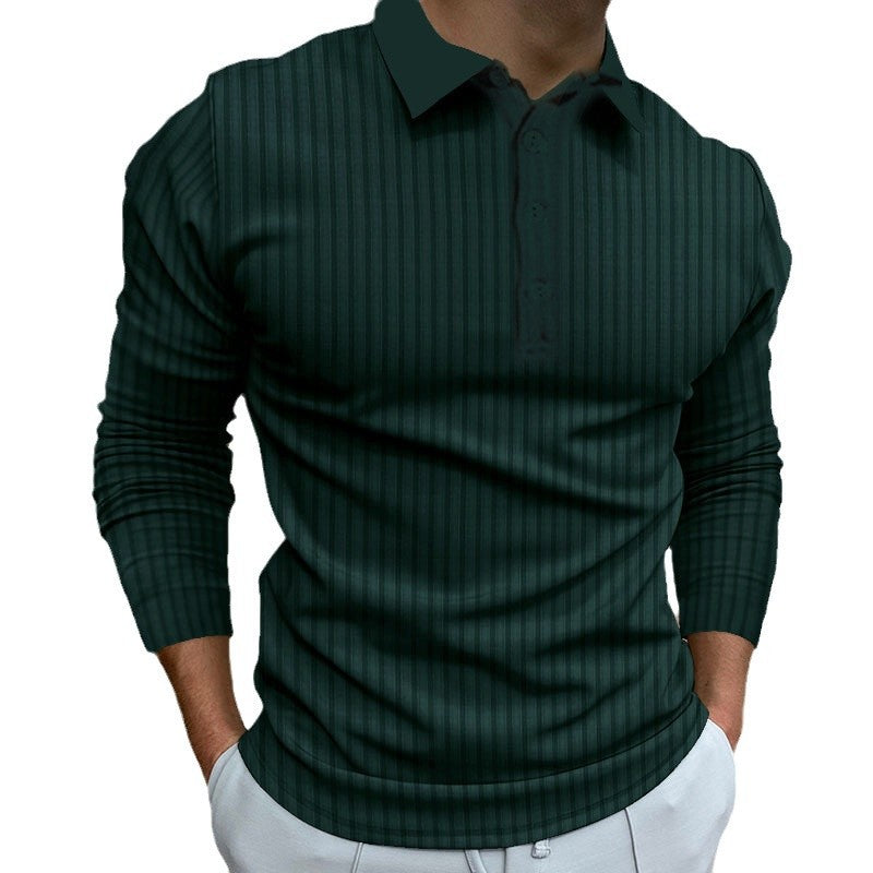 Herren Polo-Shirt Langarm Strukturiert Modern