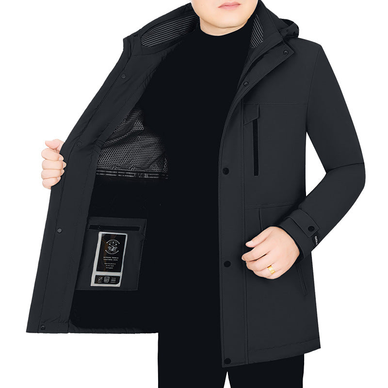 Wasserfeste Herrenjacke mit Kapuze und Thermofutter