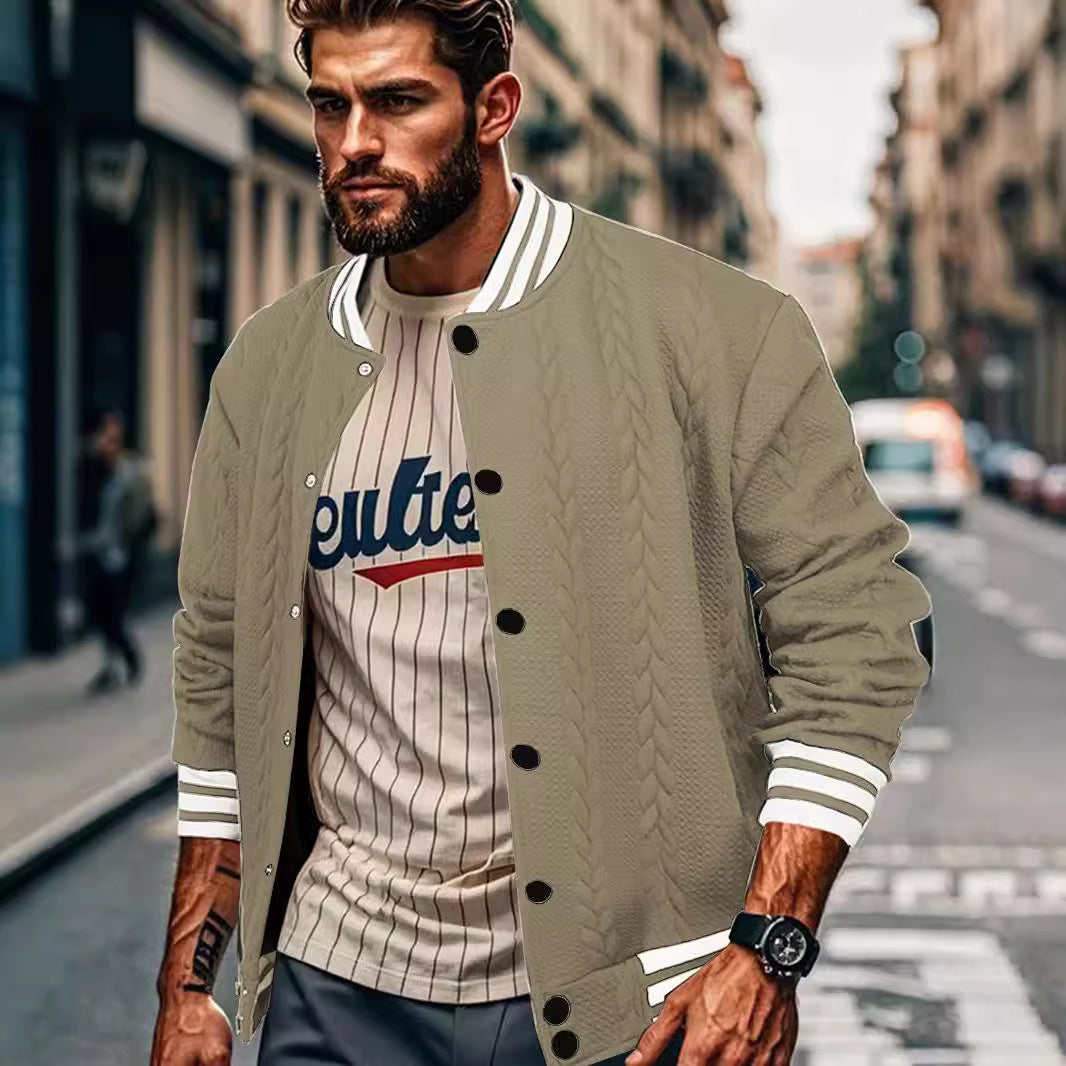 Herren Baseballjacke Modern mit Kontrastfarben und Struktur