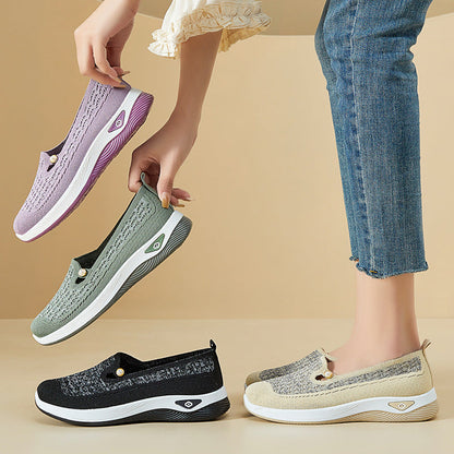 Damen Sneaker Bequem Atmungsaktiv mit Lochstrick Optik