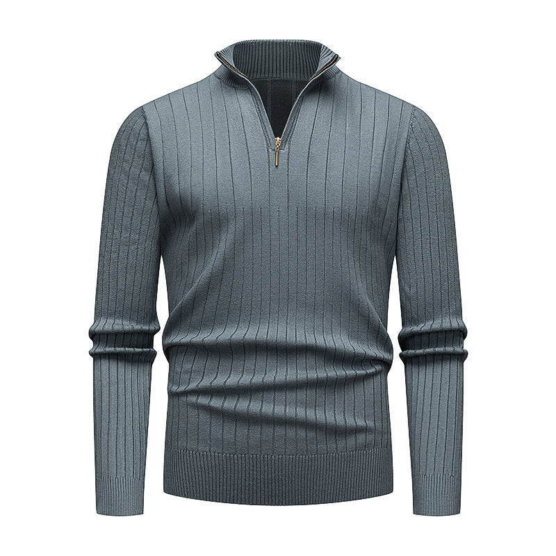Herren Strickpullover Modern Stehkragen Reißverschluss Hochwertig