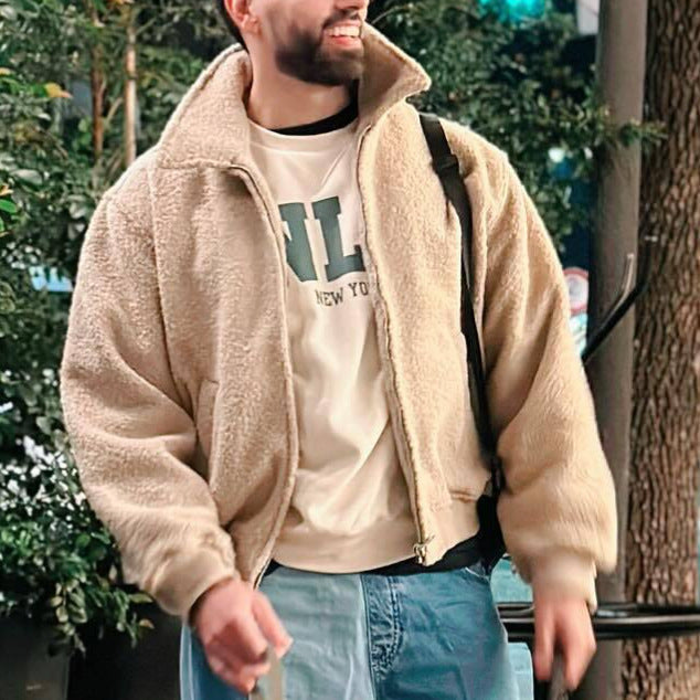 Herren Fleecejacke Warm Kuschelig mit Taschen