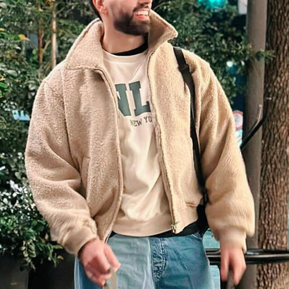 Herren Fleecejacke Warm Kuschelig mit Taschen