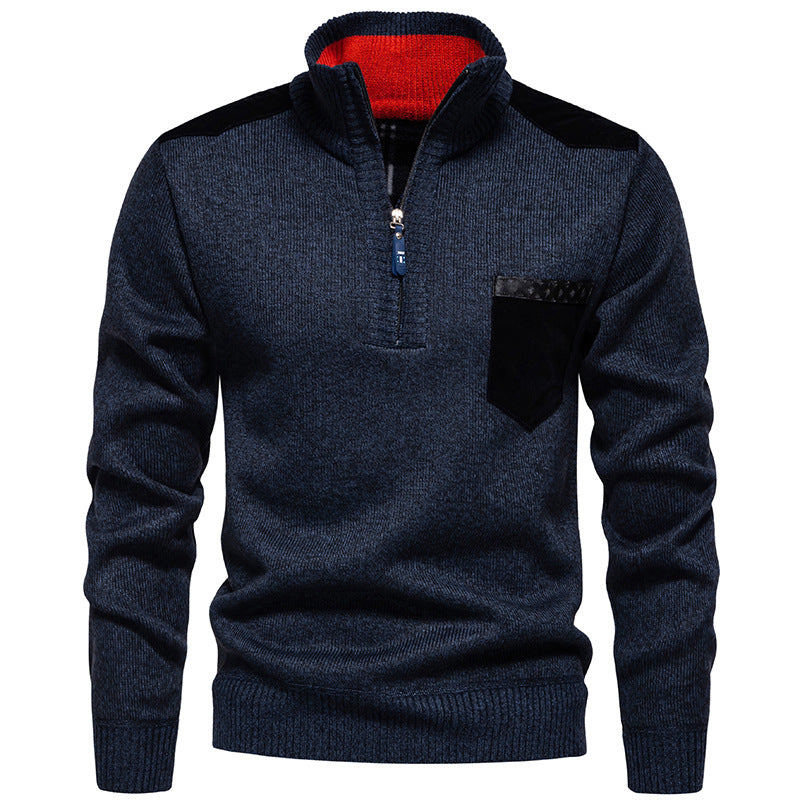Herren Pullover Stehkragen Modern mit Taschen