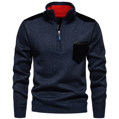 Herren Pullover Stehkragen Modern mit Taschen