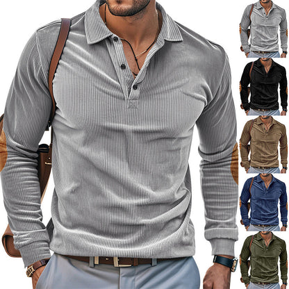 Herren Langarm-Shirt mit Rippenstoff und Contrast-Ellbogenpatches Modern - BerlinGlamour