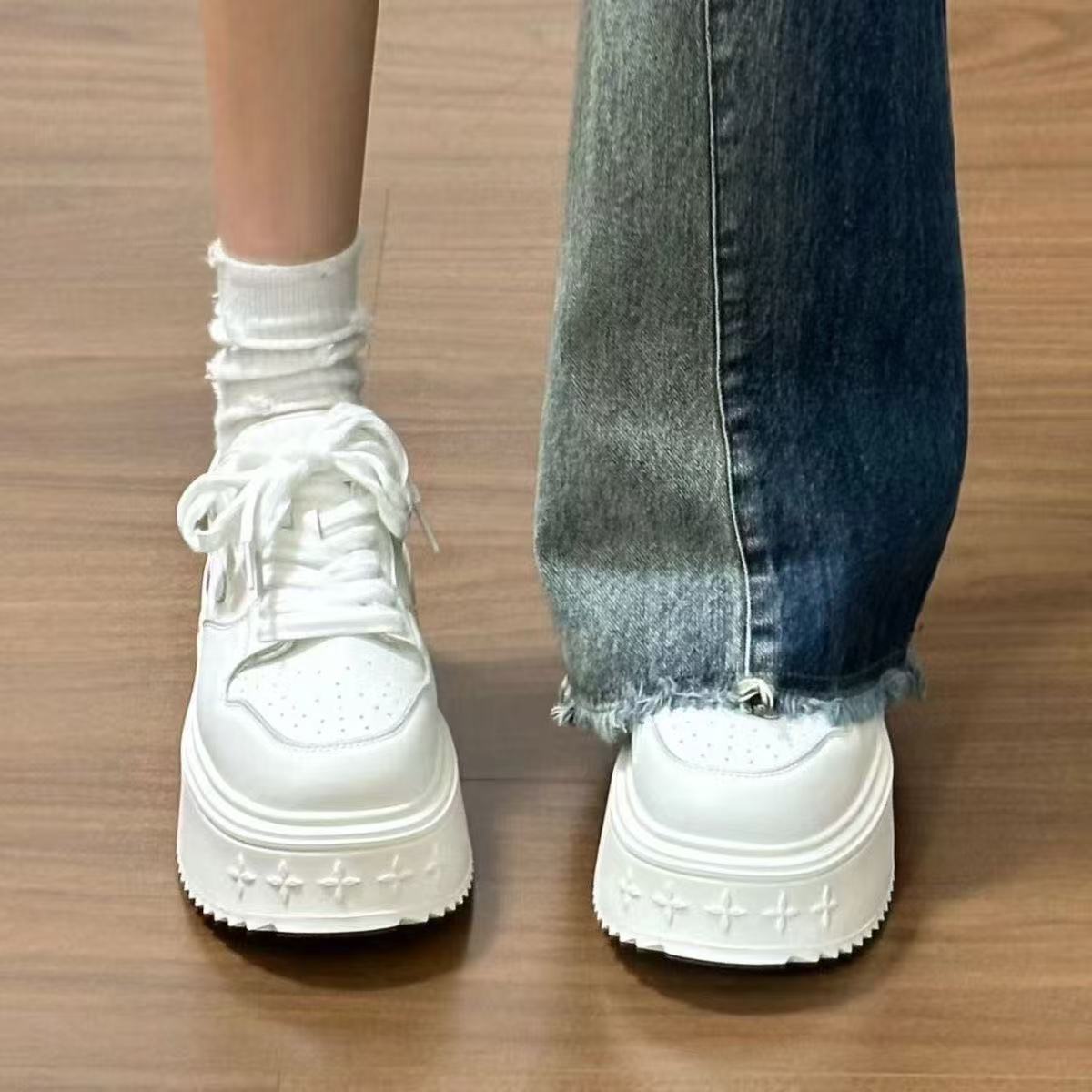 Damen Sneaker Plattform Schuhe Hoch mit Weichem Innenfutter